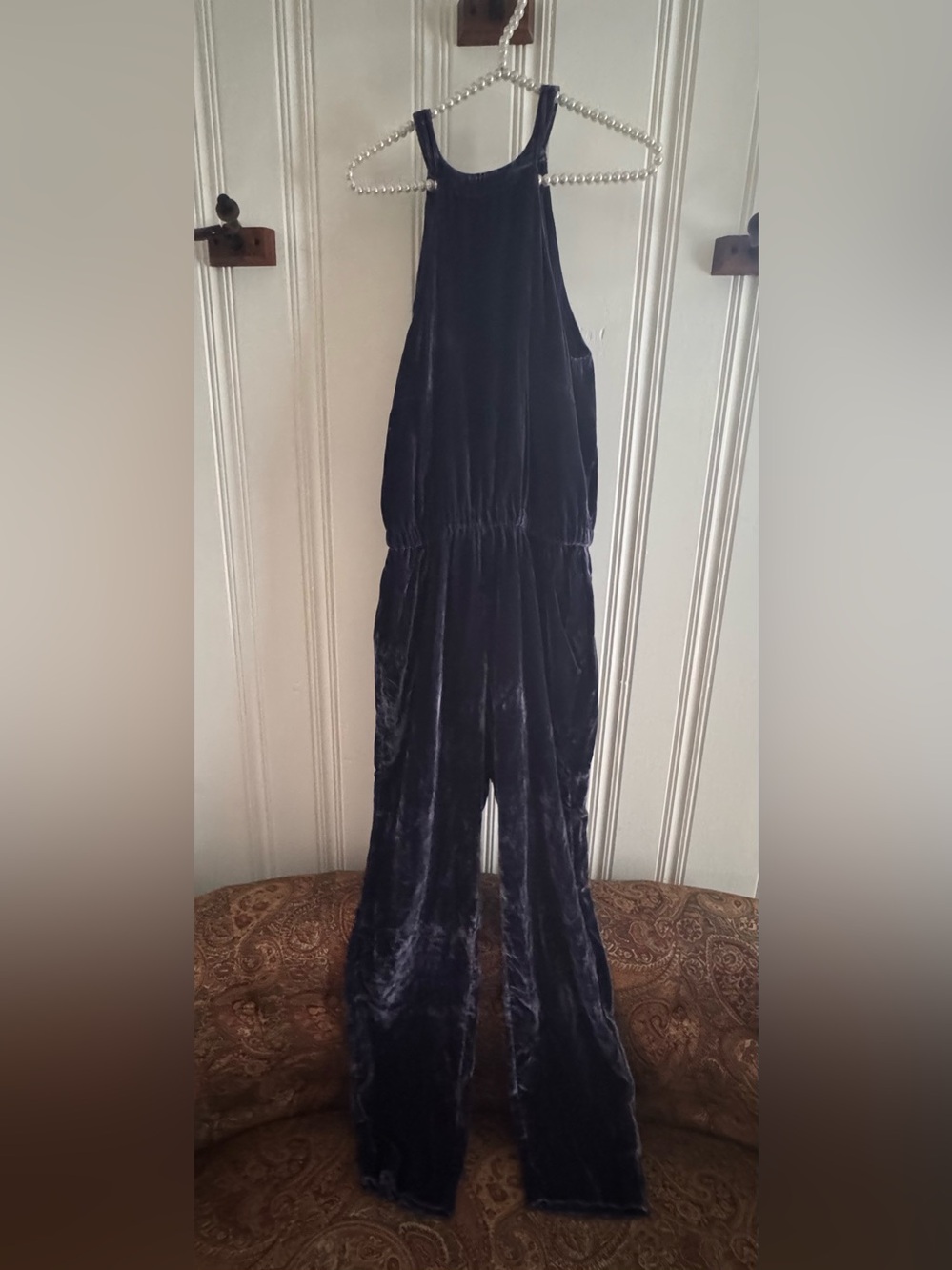 LOFT Velvet Jumpsuit in Navy